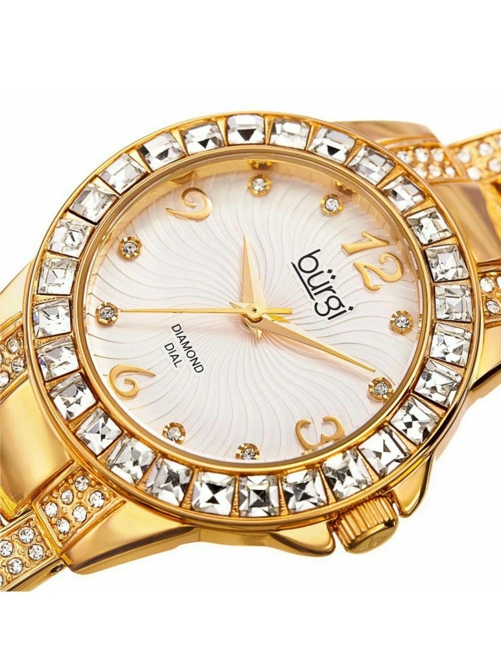 Bürgi Women's Gold Crystal Accent Watch - White Dial
